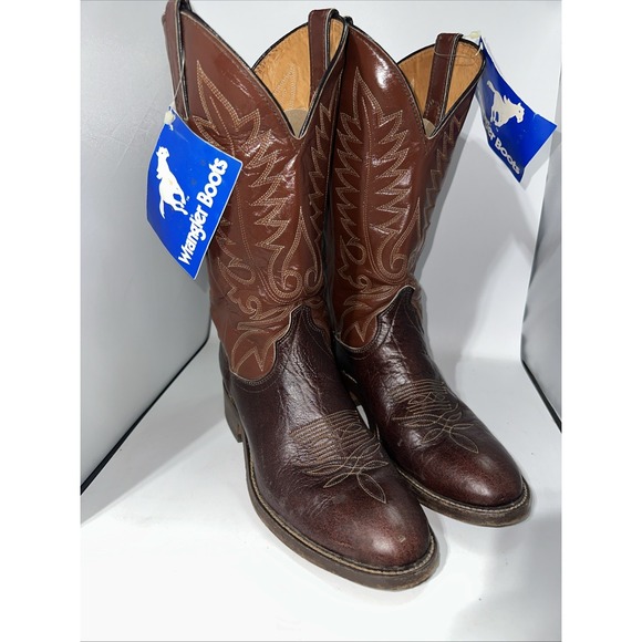 VintageWrangler Men's Leather Cowboy Boots Size 8D - READ - Orig. Box/tags